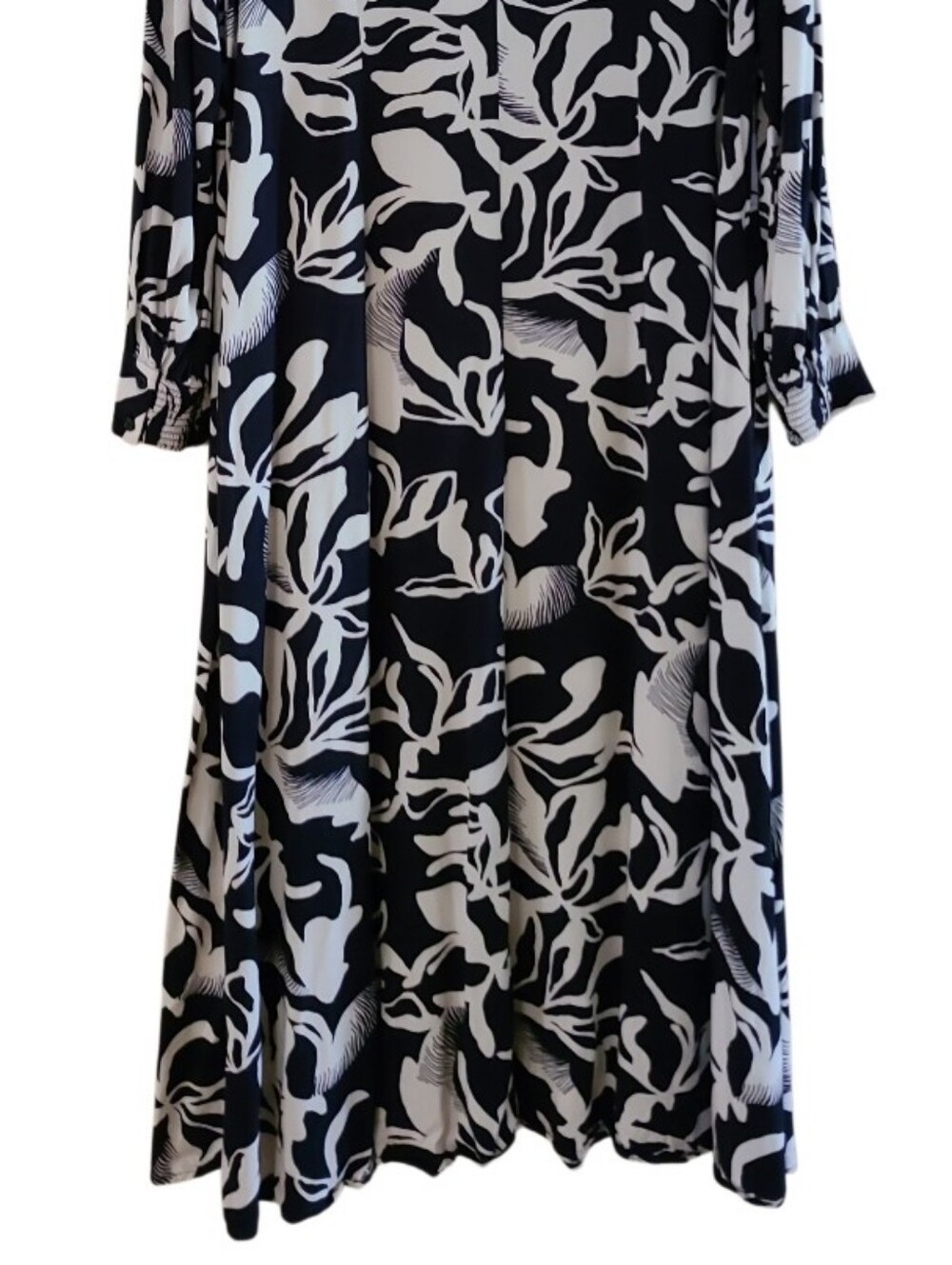 Chico's Foiliage Maxi Shirt Button-Front Dress Black White Longsleeve Pockets - Picture 15 of 17